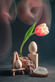 concept spring. freakebana. red-white tulip and Easter eggs. easter concept. - PhotoDune Item for Sale