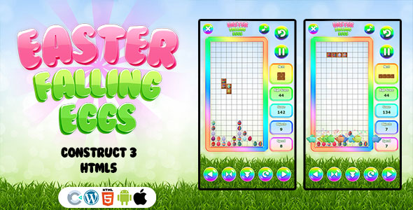 Easter Falling Eggs Game - Collect The Eggs (Construct 3 | C3P | HTML5) Easter Game
