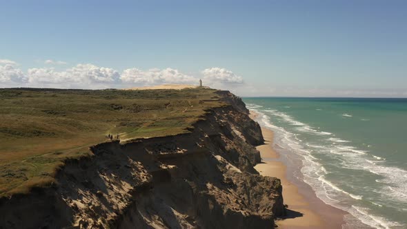 Drone Flight Of Rubjerg Knude Lighthouse And Landscape