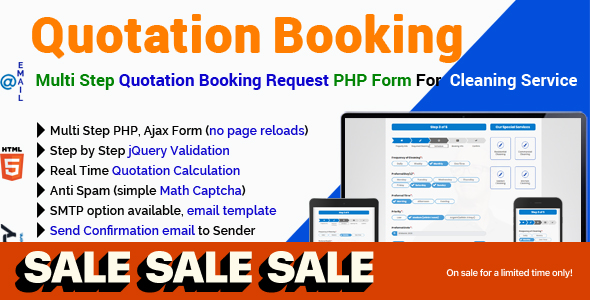 Quotation Booking - Multi Step Quotation Booking Request PHP Form For Cleaning Service