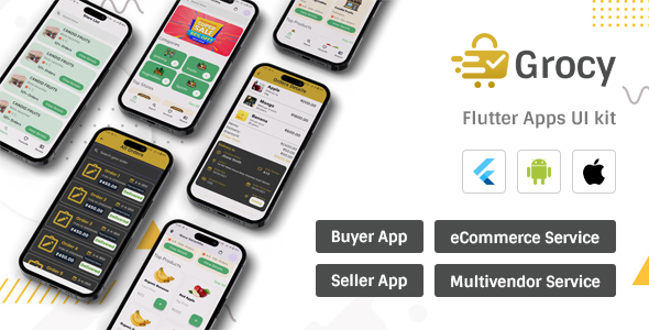 Grocy – Flutter Multi vendor Ecommerce App UI Kit