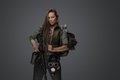 Bandit woman with bloody knife in post apocalyptic setting - PhotoDune Item for Sale