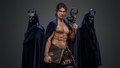 Shirtless man posing against two cultists and dark background - PhotoDune Item for Sale