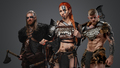 Female viking with two comrades against grey background - PhotoDune Item for Sale