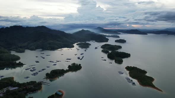 Aerial View of Fish Farms in Norway