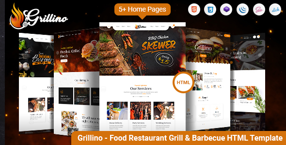 Grillino – Food Restaurant Grill & Barbecue Shop HTML5 Template