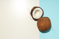 Composition for summer concept with coconut on two tone background - PhotoDune Item for Sale