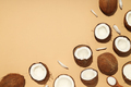 Composition for summer concept with coconut on beige background - PhotoDune Item for Sale
