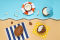 Composition for summer concept with coconut on color background - PhotoDune Item for Sale