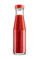 Glass bottle of red tomato ketchup isolated on white with clipping path. Popular condiment. - PhotoDune Item for Sale
