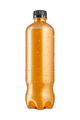 Energy drink in golden orange bottle with water condensation and ice crystals isolated on white. - PhotoDune Item for Sale