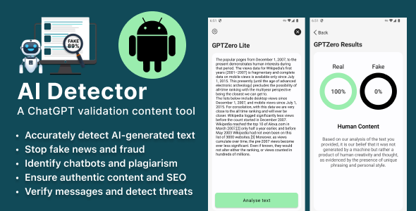 AI Content Detector - A powerful Android native App that detects content generate by ChatGPT