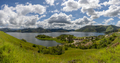 Panoramic view of Pine Flat Lake Reservoir with Big White Fluffy Clouds - PhotoDune Item for Sale