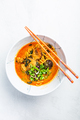 Thai red curry noodle soup with shiitake,  coconut milk and onions - PhotoDune Item for Sale