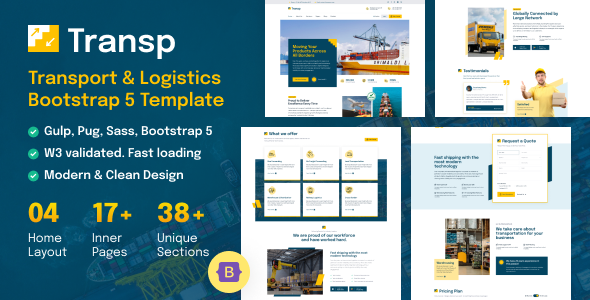 Transp - Transport Courier & Logistics  HTML Template