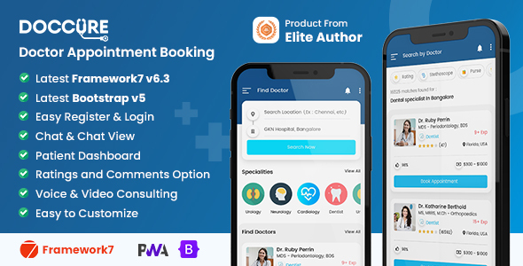 Doccure - Clinics and Doctors Online Appointment Booking Mobile App Template