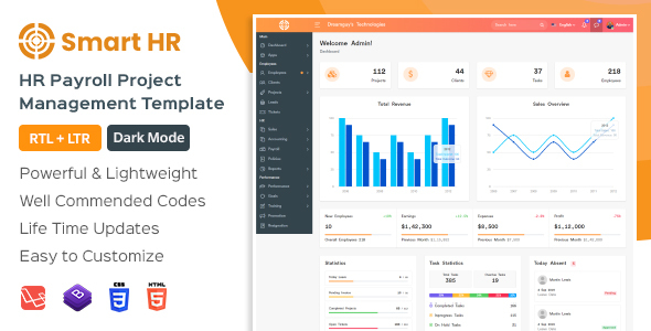 SmartHR - Laravel HRMS, Payroll, and HR Project Management Admin Dashboard Template (Laravel + Html)
