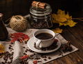 Cup of Coffee with Autumn Leaves - PhotoDune Item for Sale