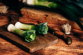 Fresh green leek on cutting board - PhotoDune Item for Sale