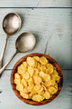 Rustic bowl of corn flakes with spoons - PhotoDune Item for Sale