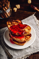 Stack of french toasts with berry syrup - PhotoDune Item for Sale