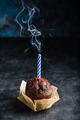 Birthday chocolate muffin with blew out candle - PhotoDune Item for Sale