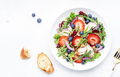 Strawberry, grilled chicken fillet and herbs healthy salad with arugula, blueberries and walnuts - PhotoDune Item for Sale