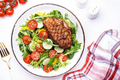 Fresh salad with grilled duck breast with red tomato, cucumber, paprika and chard, frisse, mizuna - PhotoDune Item for Sale