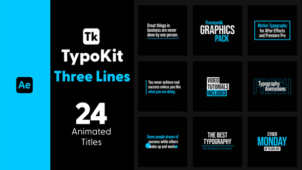 Typo Kit Three Lines Titles for After Effects