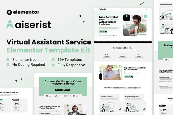 Aiserist - Virtual Assistant Service Elementor Template Kit