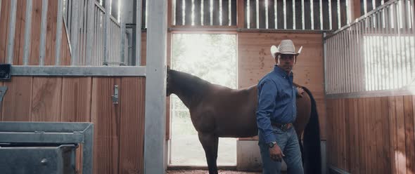 Cowboy on a Horse Ranch