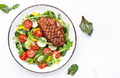 Fresh salad with grilled duck breast with red tomato, cucumber, paprika and chard, frisse - PhotoDune Item for Sale