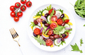 Vegan greek salad with kalamata olives, cherry tomato, yellow paprika, cucumber and red onion - PhotoDune Item for Sale