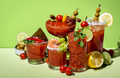Bloody Mary, Joseph, Caesar and other red cocktails set with tomato juice, vodka, hot sauce - PhotoDune Item for Sale