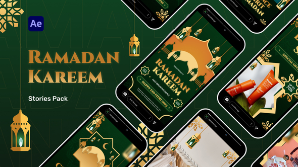 Ramadan Kareem Stories Pack Video Display After Effect Template