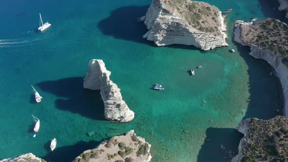 Beautiful View of Tropical Island Bay with Turquoise Water and Boats