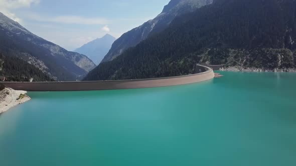 Aerial View of Schlegeis Stausee Dam, Austria