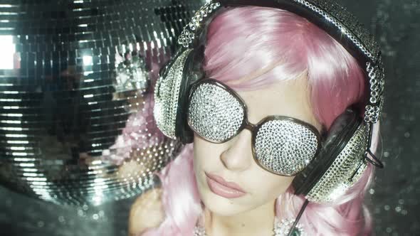 crystal headphones music party disco babe sparkle