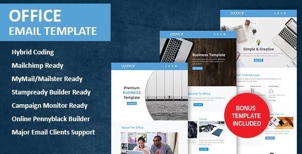 Office - Multipurpose Responsive Email Template with online Stampready & Mailchimp Builders Access
