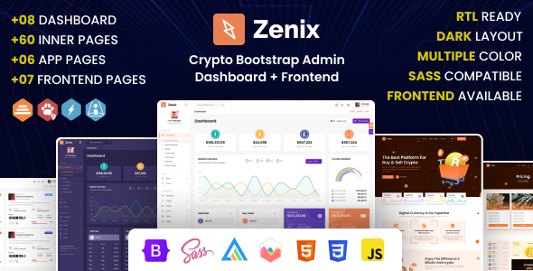 Zenix – Crypto Bootstrap Admin Dashboard + FrontEnd