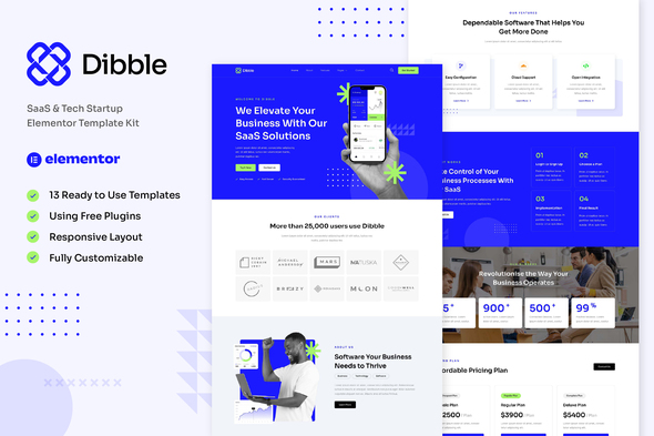 Dibble - SaaS & Tech Startup Elementor Template Kit