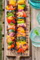 Healthy and hot grilled skewers made of vegetables and meat. - PhotoDune Item for Sale