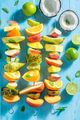 Delicious and homemade skewers with many exotic fruits for party. - PhotoDune Item for Sale