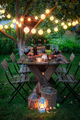 Rustic table with wine and in the summer evening - PhotoDune Item for Sale