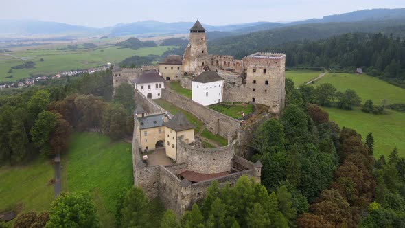 Aerial view of the castle in Stara Lubovna, Slovakia