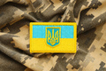 Military camouflage fabric with ukrainian flag on uniform chevron - PhotoDune Item for Sale
