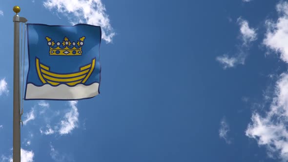 Helsinki City Flag (Finland) On Flagpole