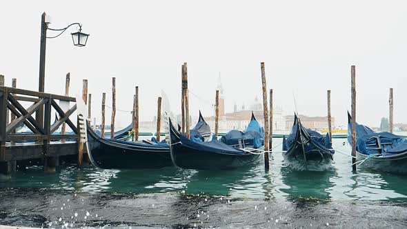 Coronavirus 2019-nCoV in Italy. Venice Boats on San Marco, Venice, Italy.