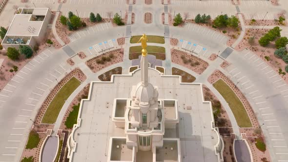 Aerial Crane and Tilt Up Shot from LDS Mormon Payson Utah Temple