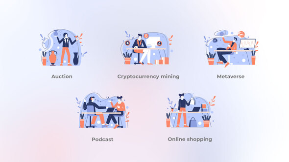 Shopping and Communication - Blue concept alt